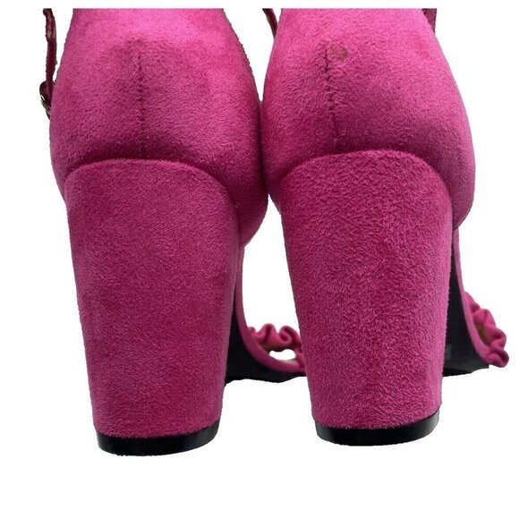 Unisa UnDiara Sandals Pink Fuchsia Ruffle Ankle Strap Heel Barbie BratzSz 6.5 M - Picture 10 of 16